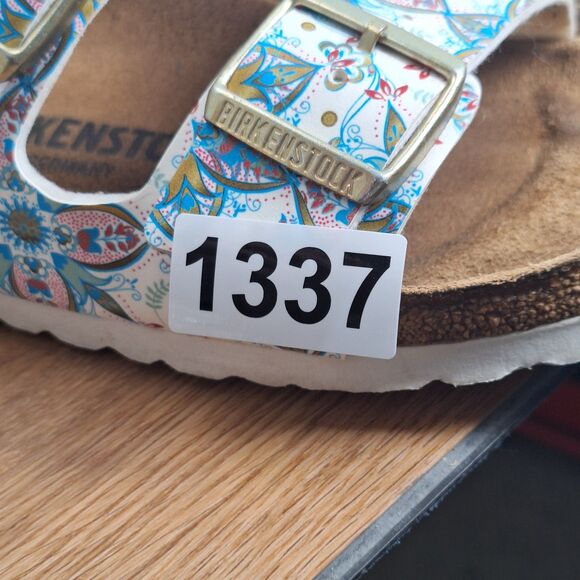 Birkenstock Arizona Sandals Women 9 9.5 EU 40 Narrow Blue Floral Boho Flower - Picture 10 of 10